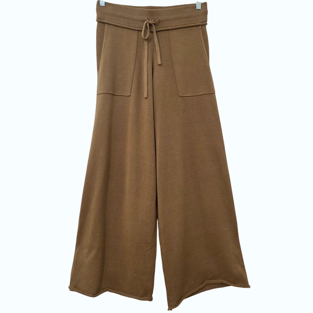 Haven Well Within Wide Leg Organic Cotton Knit Pants Sz M Cozy Boho Drawstring - Picture 2 of 12